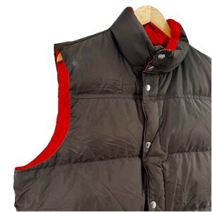 VTG J Crew Expedition‎ Down Vest Men's Large Brown Orange Zip Snap